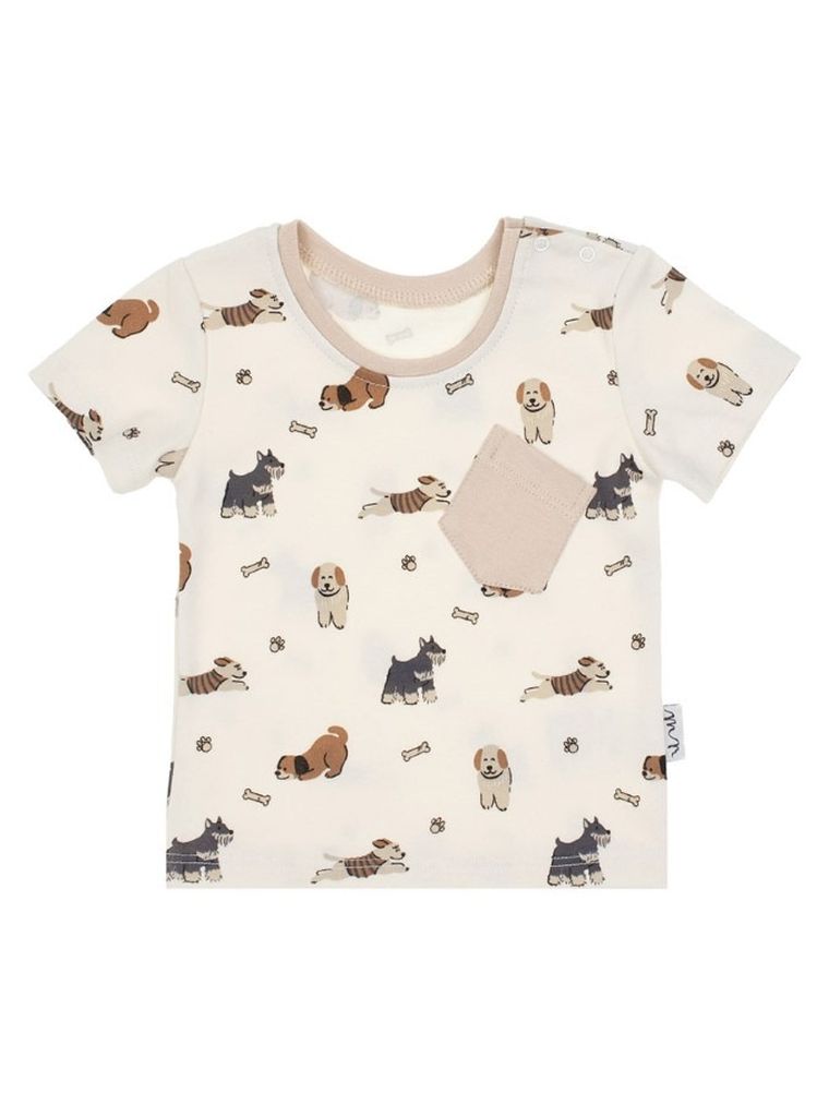 T-shirt chłopięcy, beżowy, Nicol