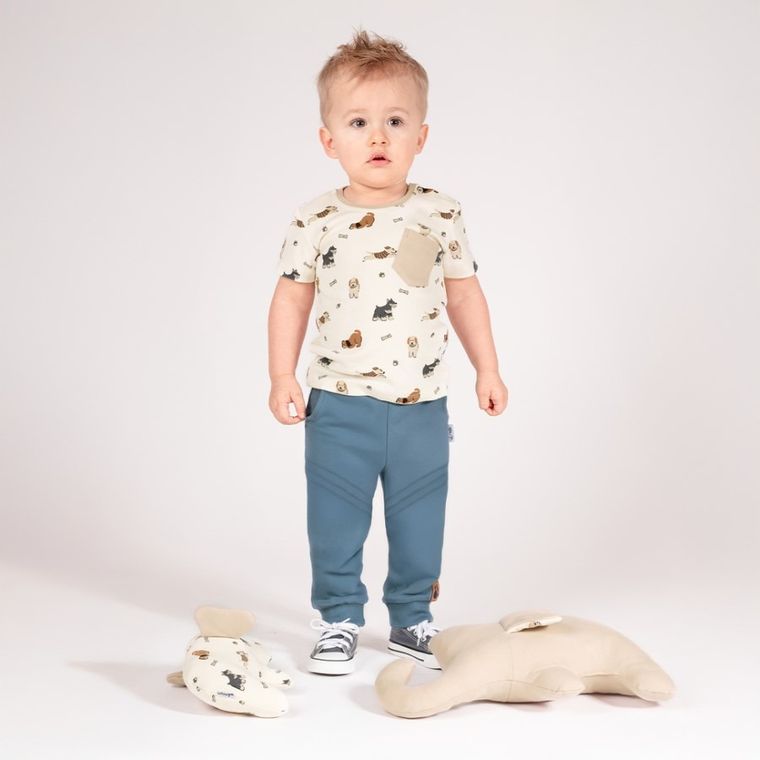 T-shirt chłopięcy, beżowy, Nicol