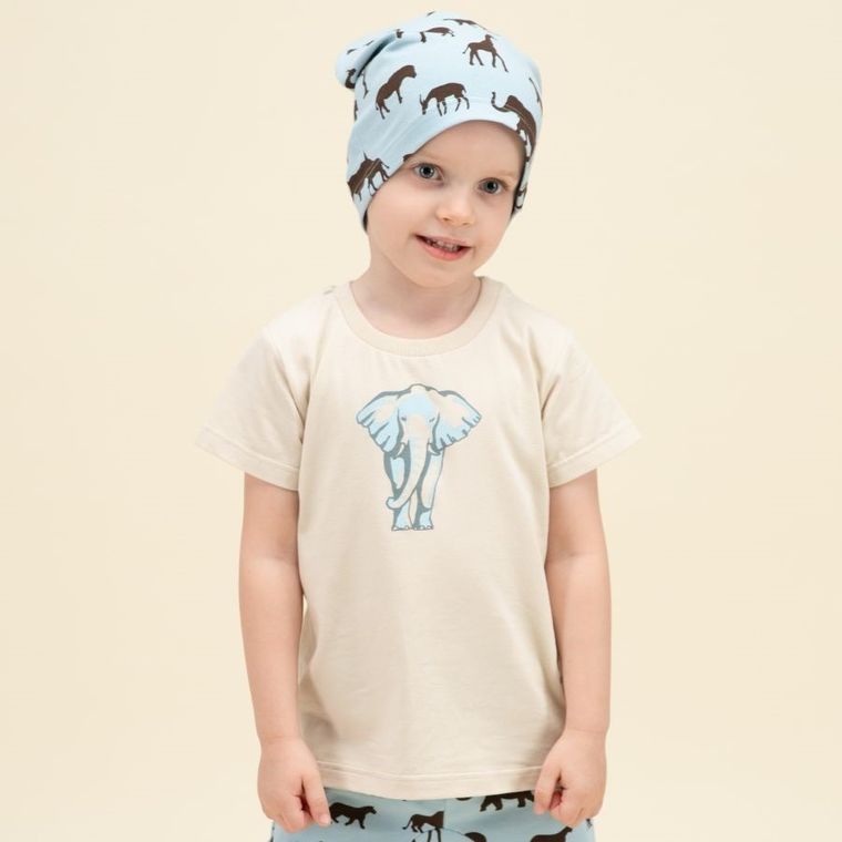 T-shirt chłopięcy, beżowy, Pinokio