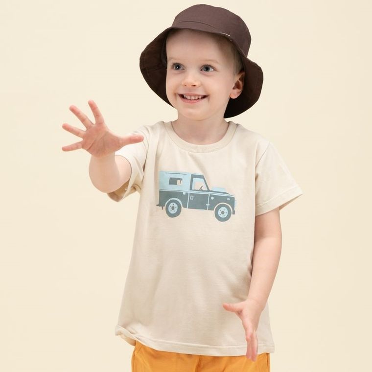 T-shirt chłopięcy, beżowy, Pinokio