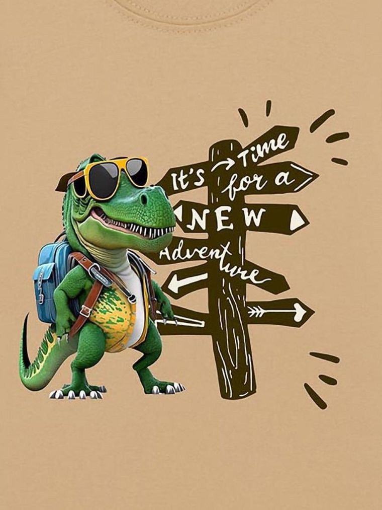 T-shirt chłopięcy, beżowy, Tup Tup