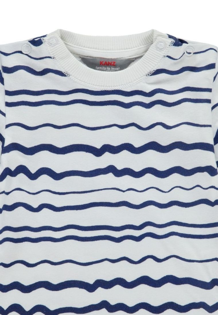 T-shirt chłopięcy, biało-niebieski, Kanz