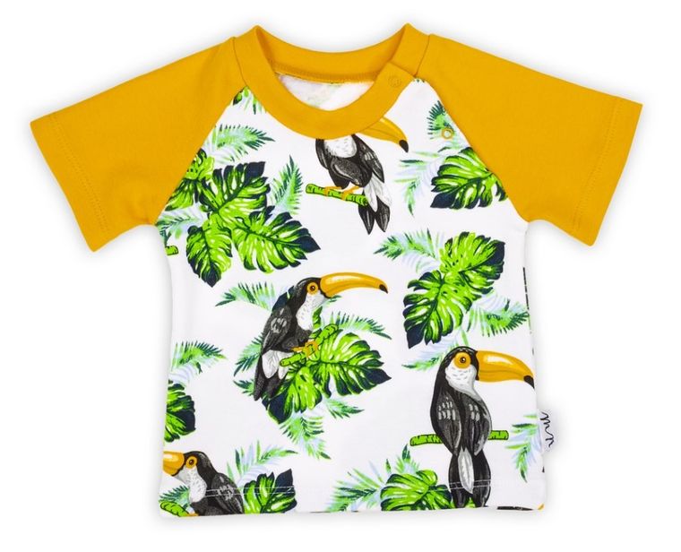 T-shirt chłopięcy, biało-żółty, Nicol