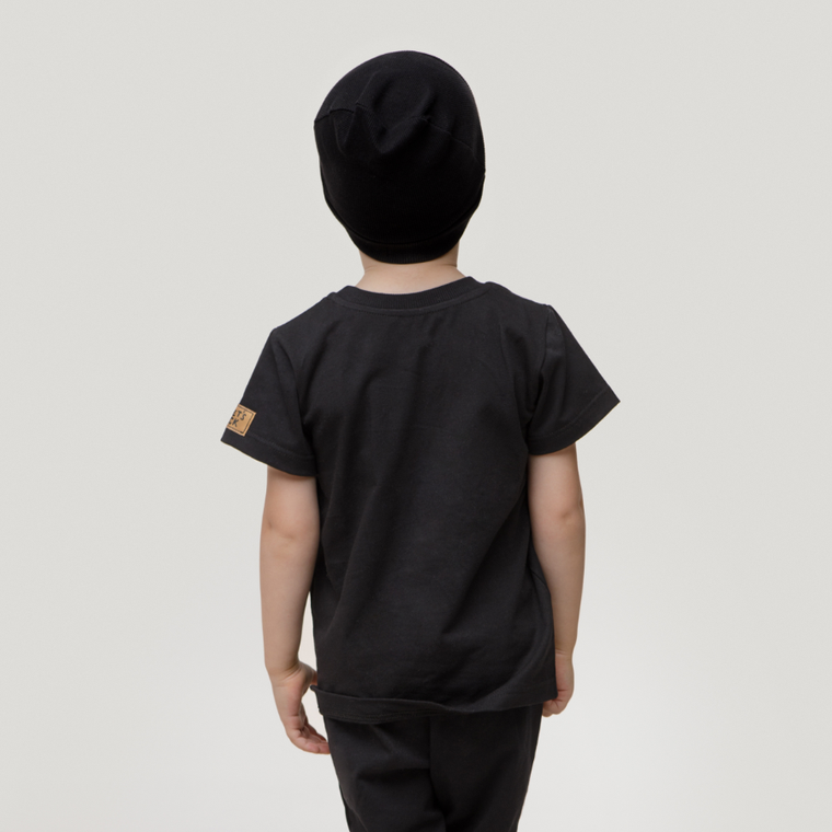 T-shirt chłopięcy, czarny, Pinokio