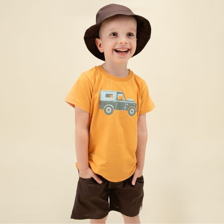 T-shirt chłopięcy, pomarańczowy, Pinokio