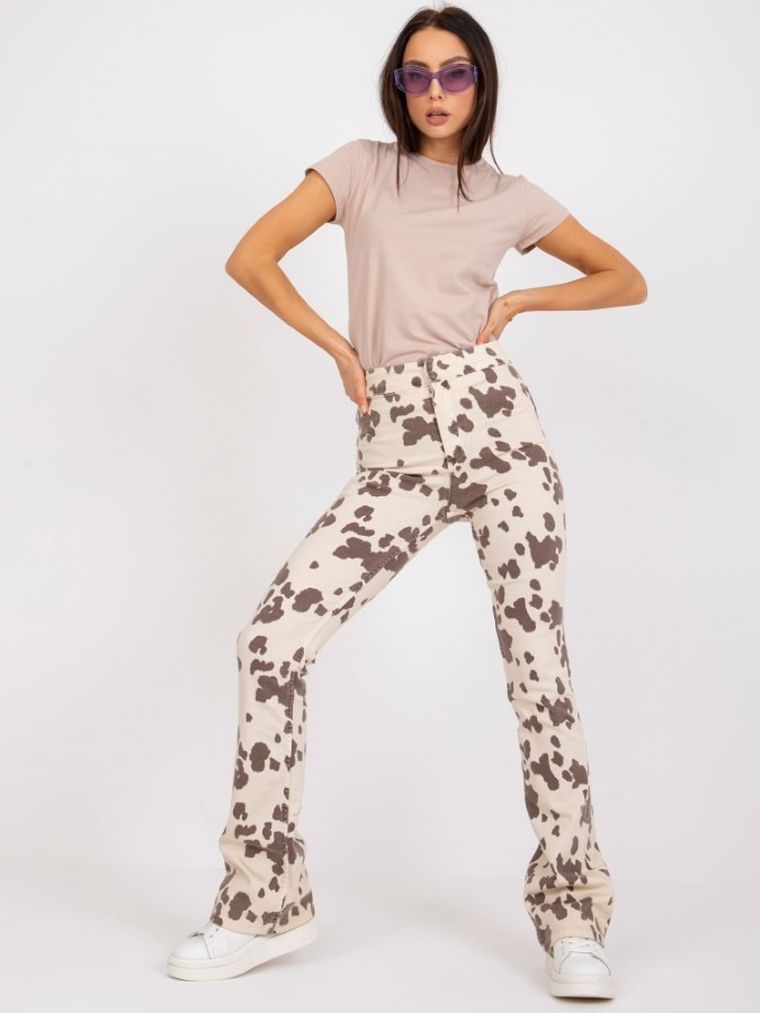 T-shirt damski, beżowy, Basic Feel Good