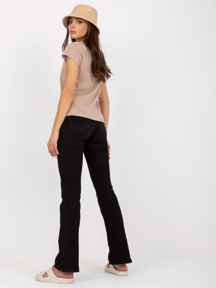 T-shirt damski, beżowy, Basic Feel Good