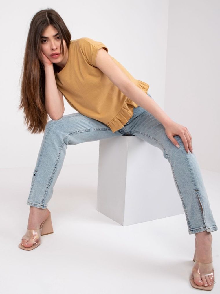 T-shirt damski, beżowy, Mayflies