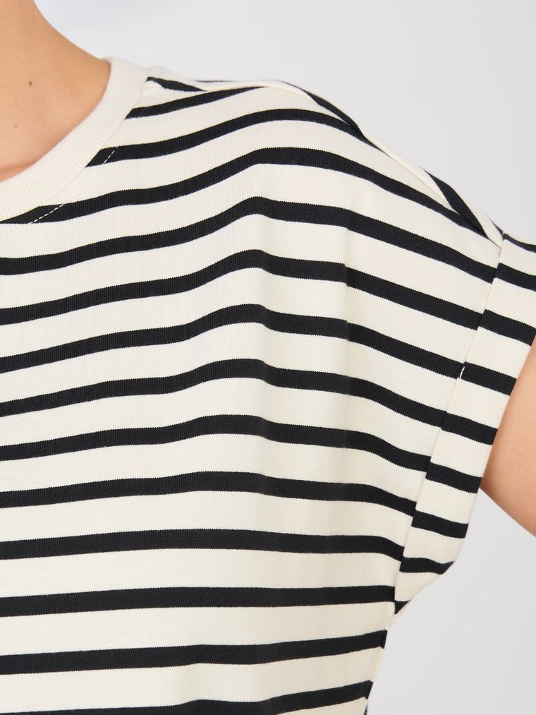 T-shirt damski, beżowy, Sublevel