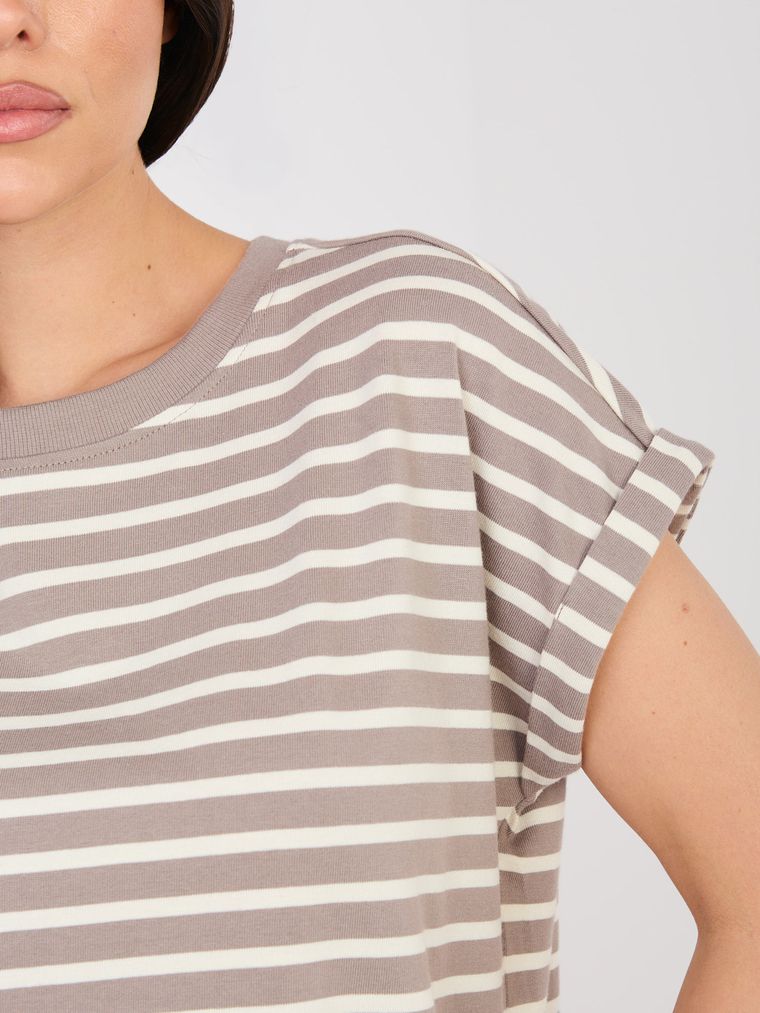 T-shirt damski, beżowy, Sublevel