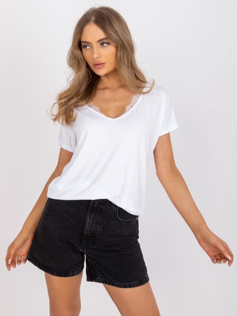 T-shirt damski, biały, Basic Feel Good