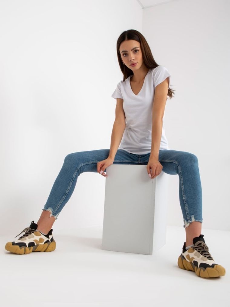 T-shirt damski, biały, Basic Feel Good