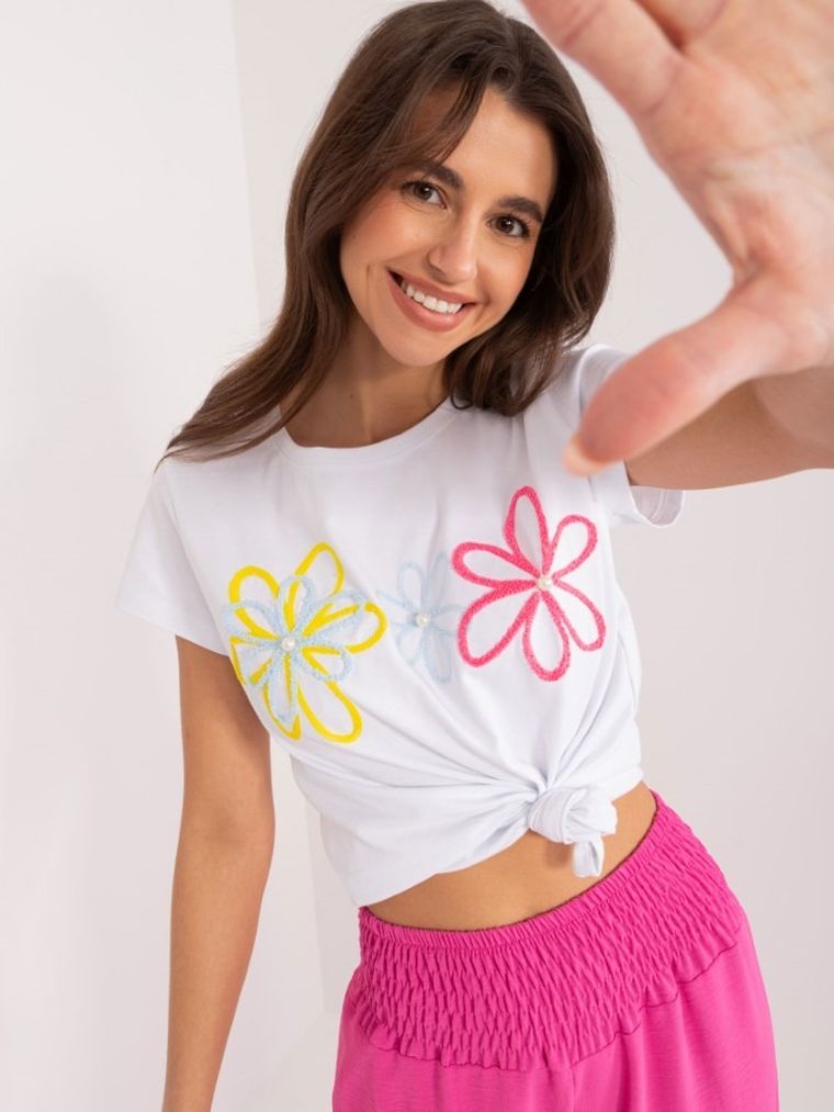 T-shirt damski, biały, Basic Feel Good