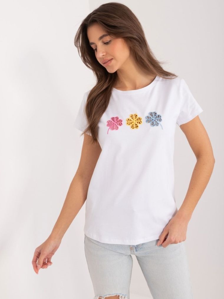 T-shirt damski, biały, Basic Feel Good