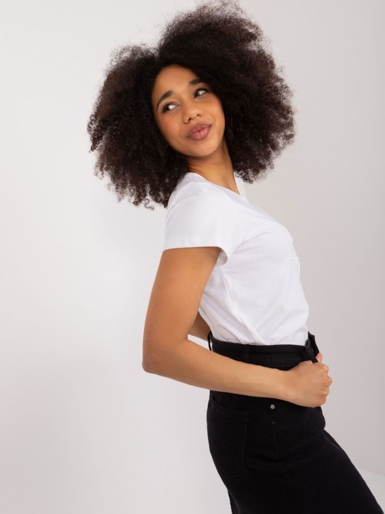 T-shirt damski, biały, Basic Feel Good