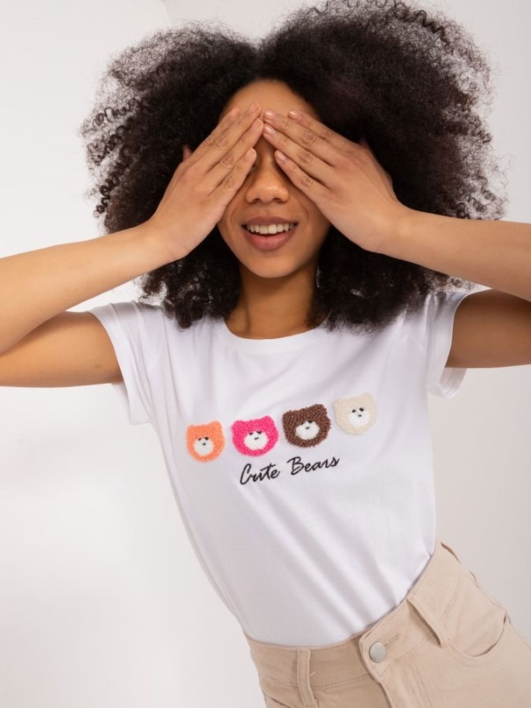 T-shirt damski, biały, Basic Feel Good