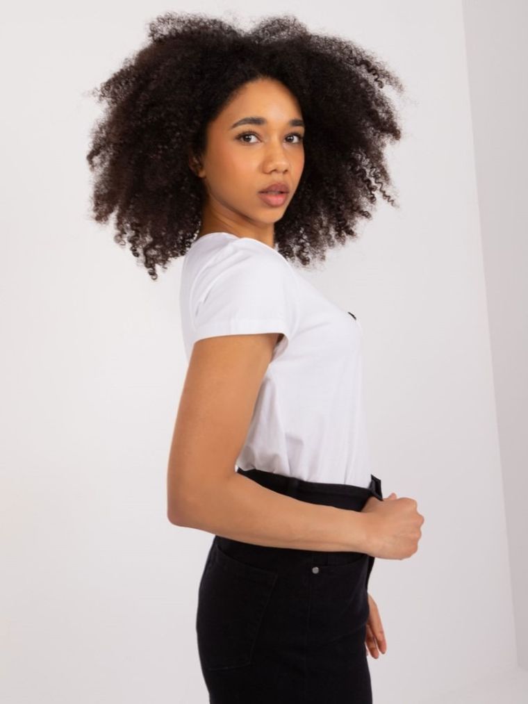 T-shirt damski, biały, Basic Feel Good