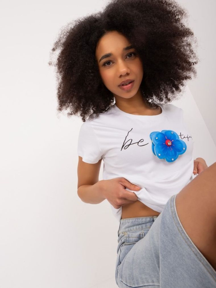 T-shirt damski, biały, Basic Feel Good