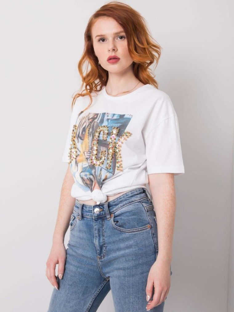 T-shirt damski, biały, H&B