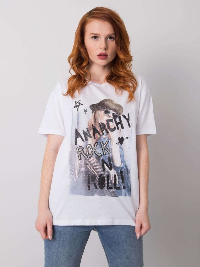 T-shirt damski, biały, H&B