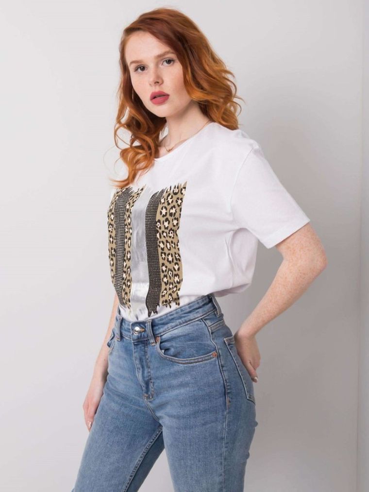 T-shirt damski, biały, H&B