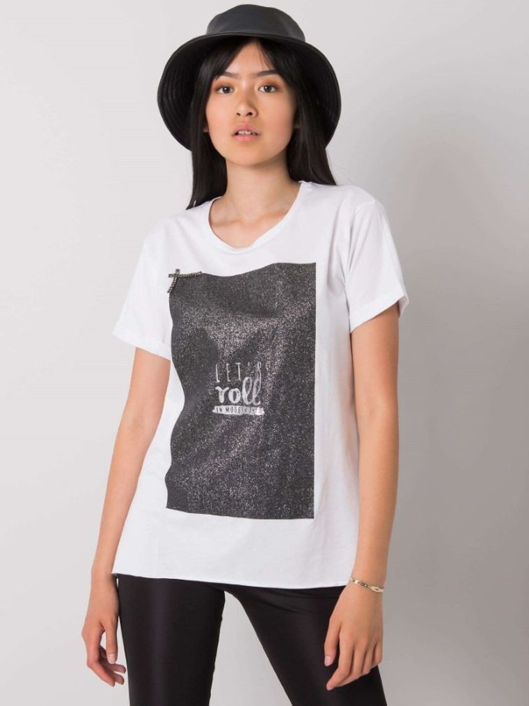 T-shirt damski, biały, H&B