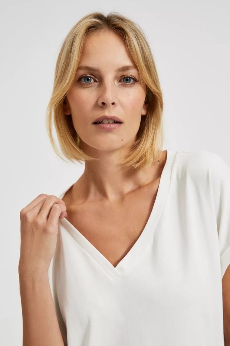 T-shirt damski, biały, Moodo