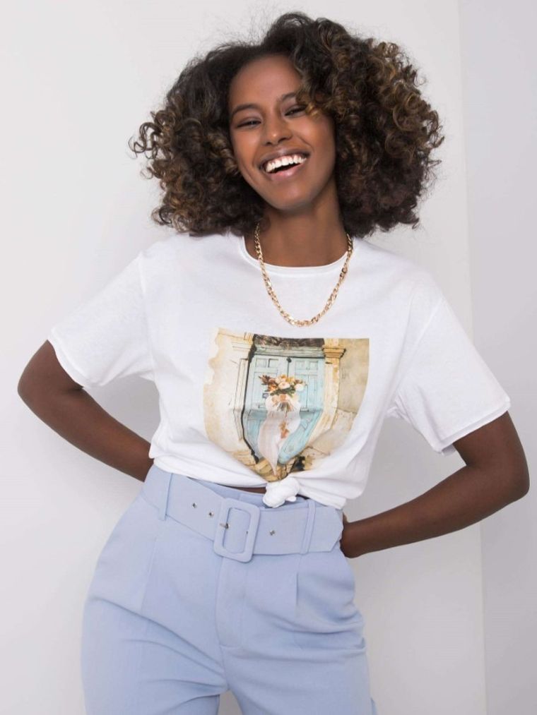 T-shirt damski, biały, Pepper & Mint