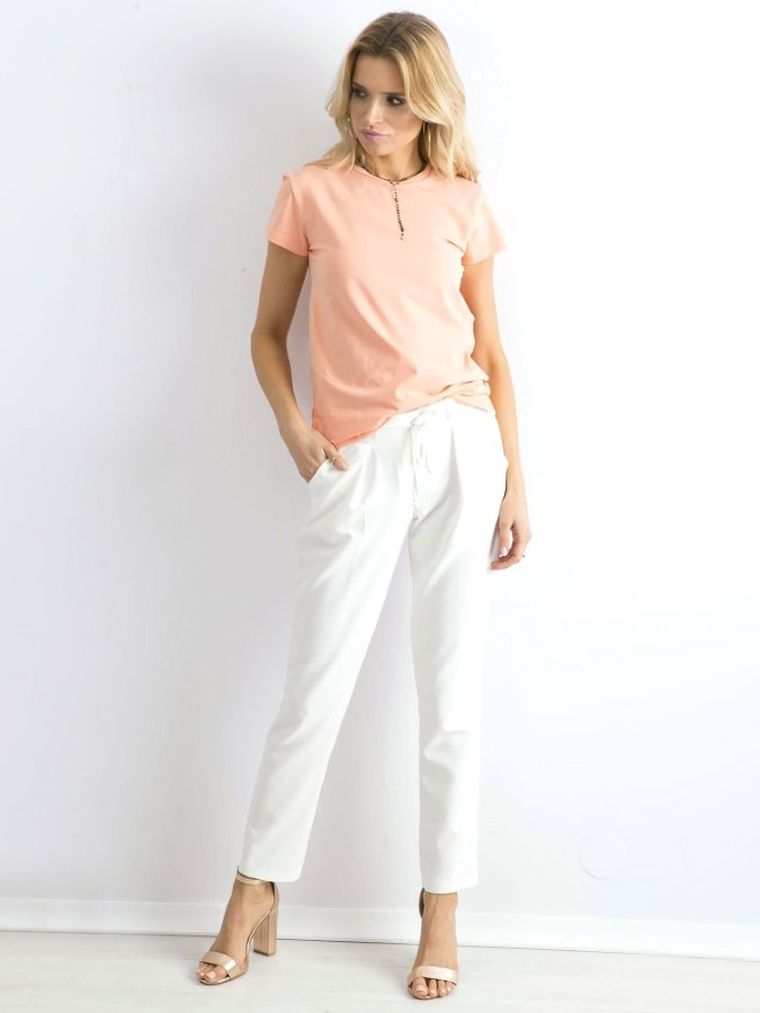 T-shirt damski, brzoskwiniowy, Basic Feel Good