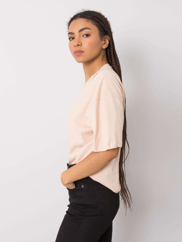 T-shirt damski, brzoskwiniowy, Rue Paris