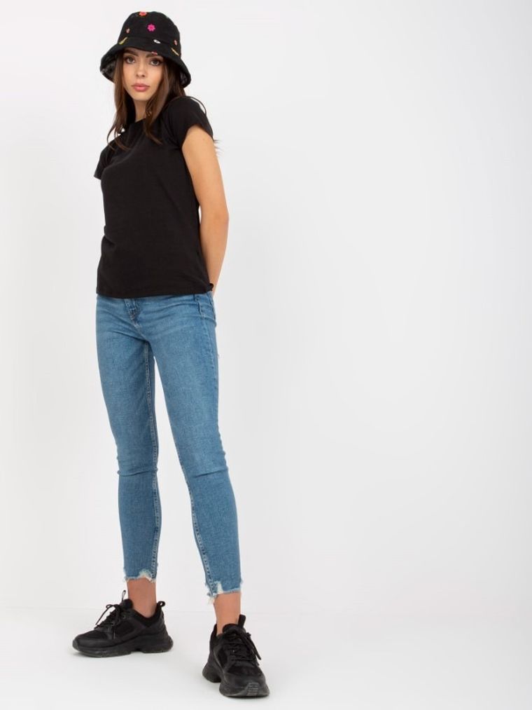 T-shirt damski, czarny, Basic Feel Good