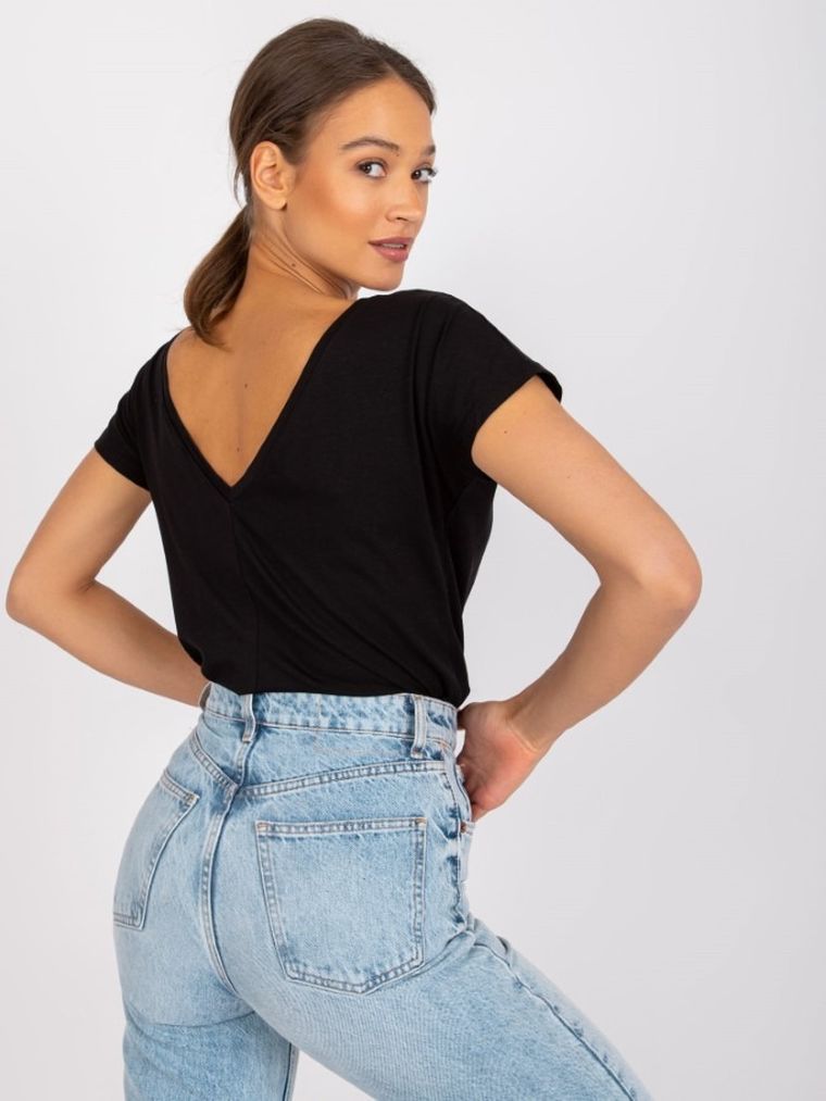 T-shirt damski, czarny, Basic Feel Good