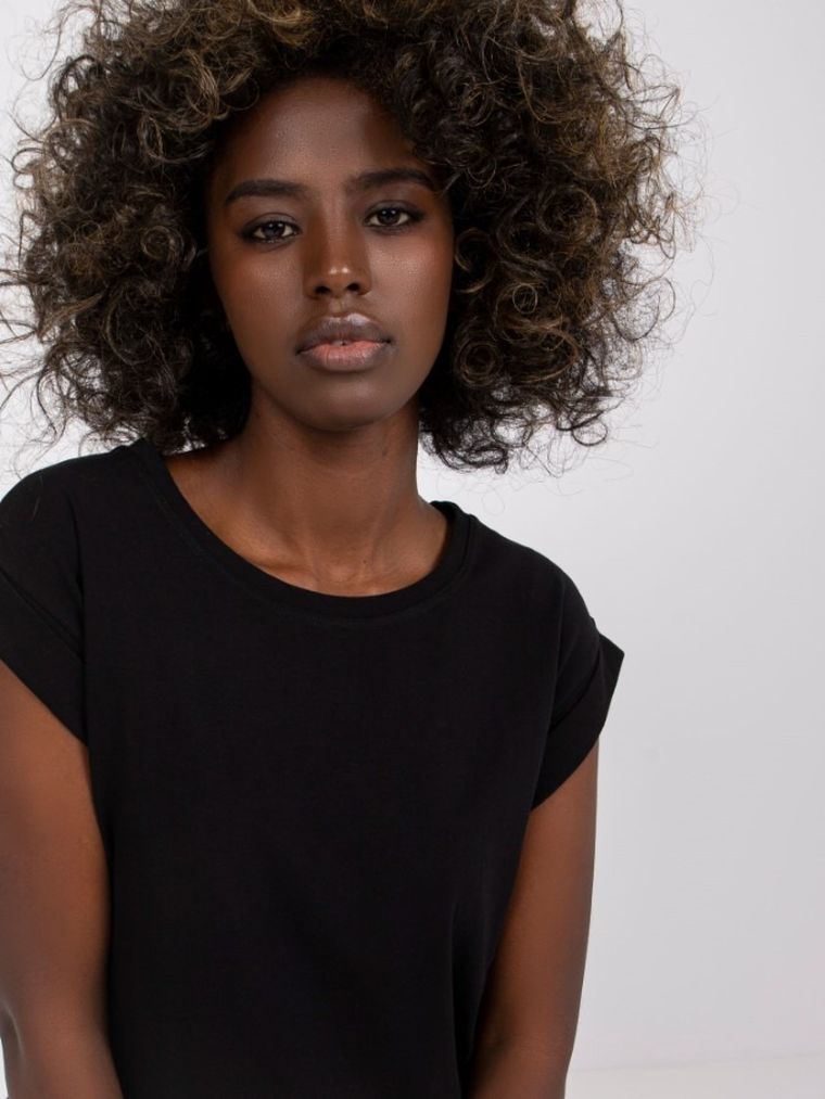 T-shirt damski, czarny, Basic Feel Good