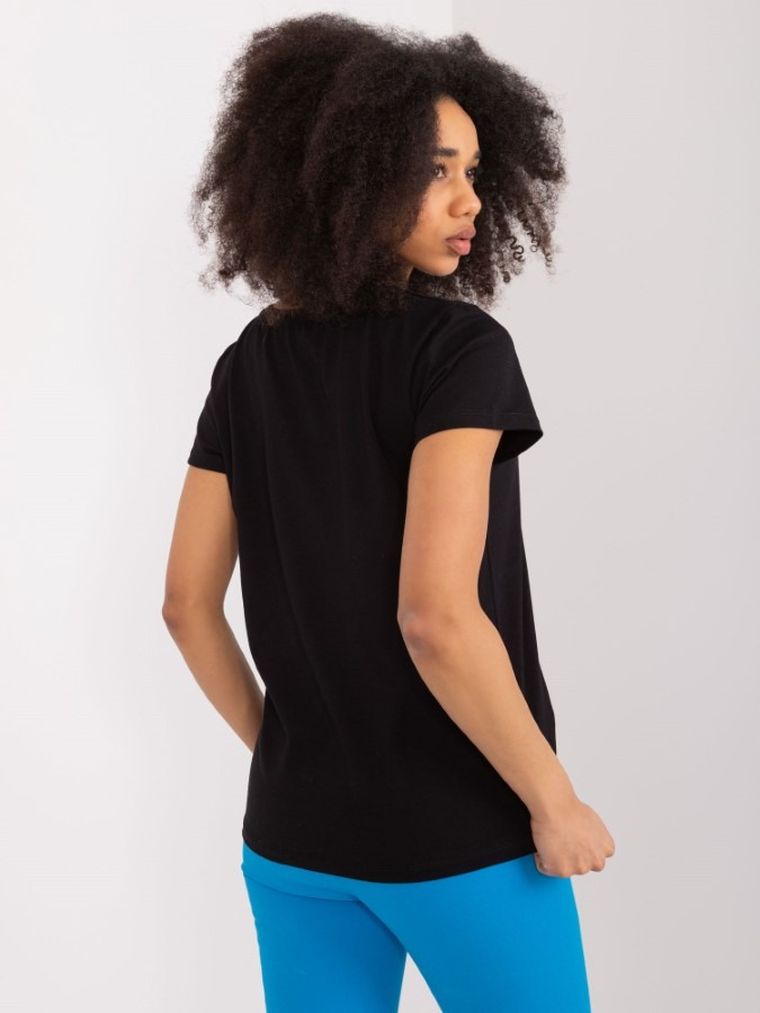 T-shirt damski, czarny, Basic Feel Good