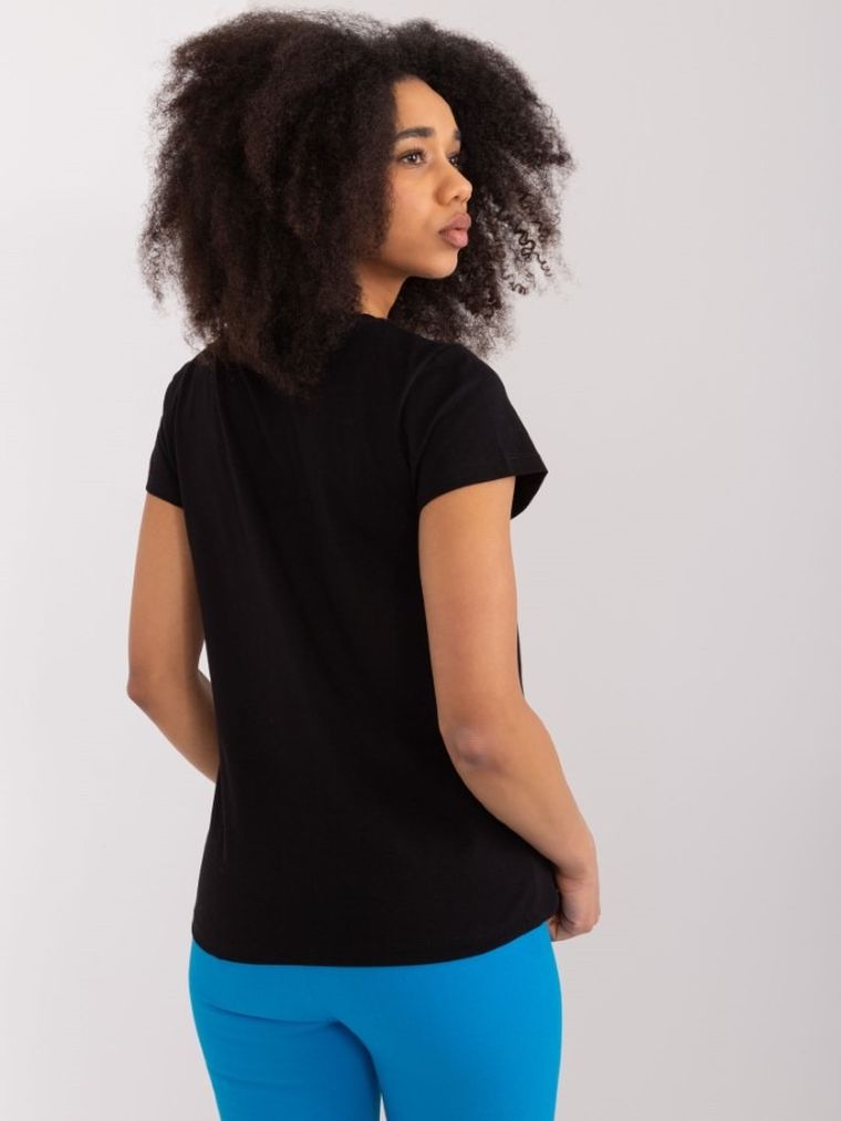 T-shirt damski, czarny, Basic Feel Good