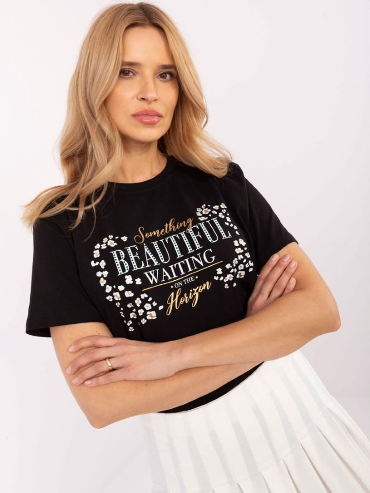 T-shirt damski, czarny, Calimera