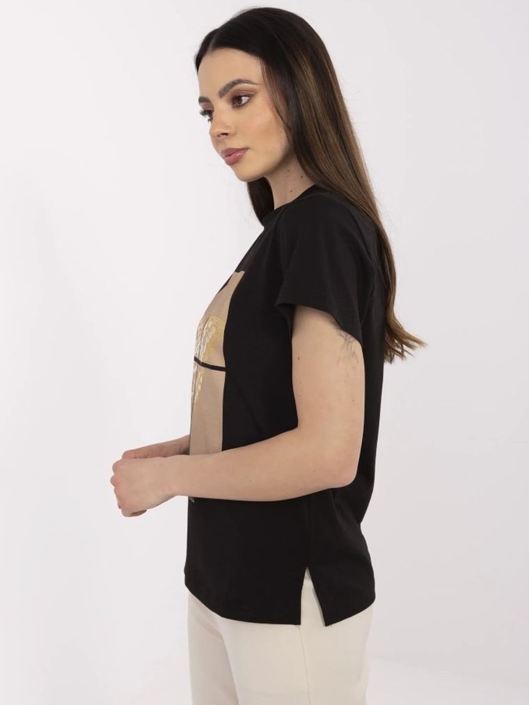 T-shirt damski, czarny, Calimera