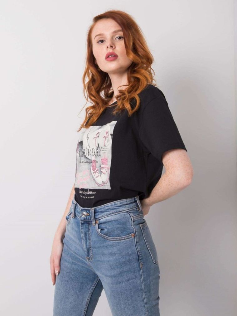 T-shirt damski, czarny, H&B