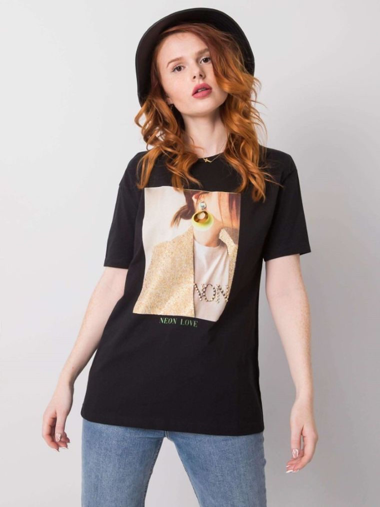 T-shirt damski, czarny, H&B