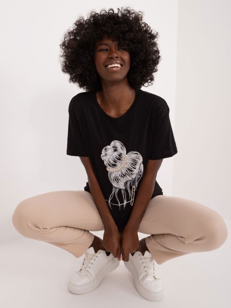 T-shirt damski, czarny, Mint