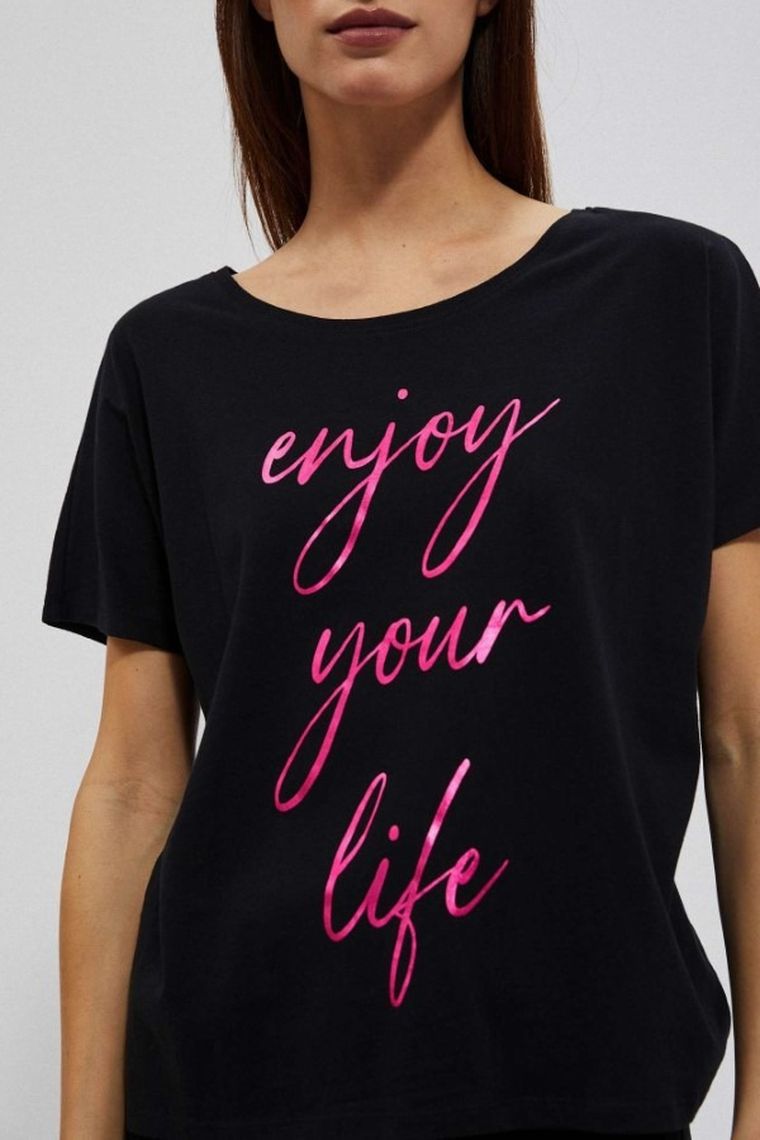 T-shirt damski, czarny, Moodo