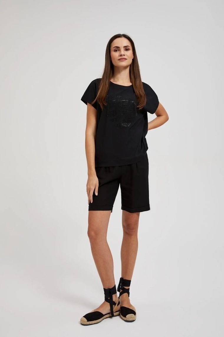 T-shirt damski, czarny, Moodo
