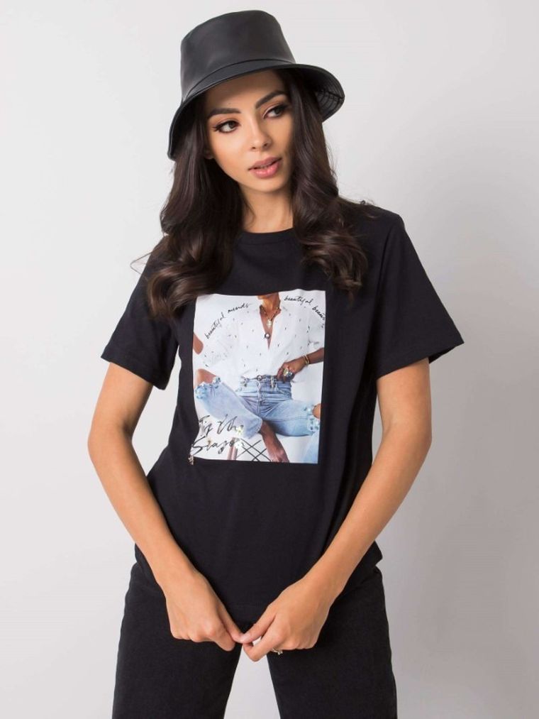 T-shirt damski, czarny, Pepper & Mint