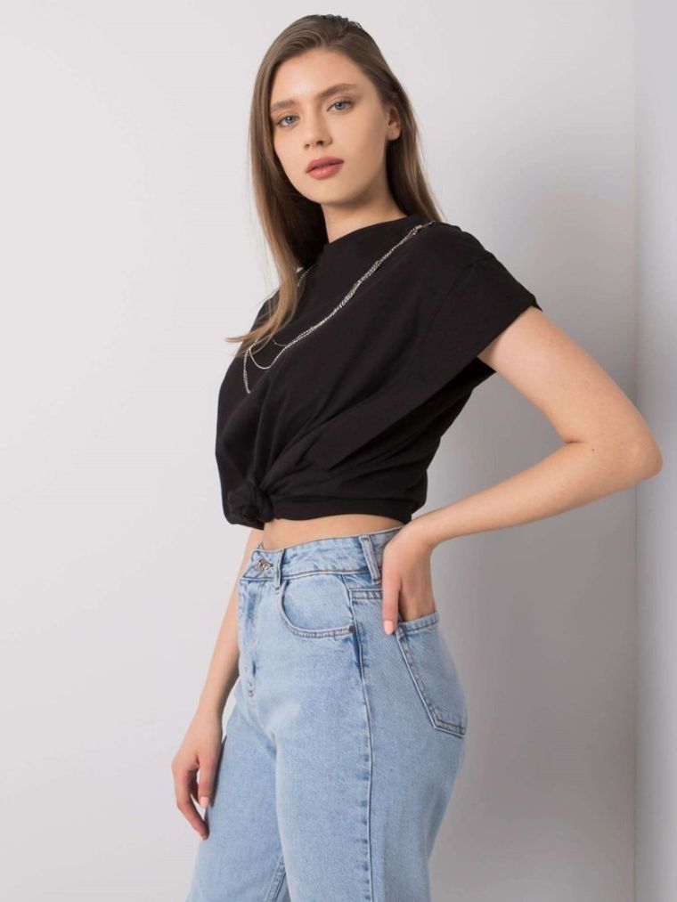 T-shirt damski, czarny, Rue Paris