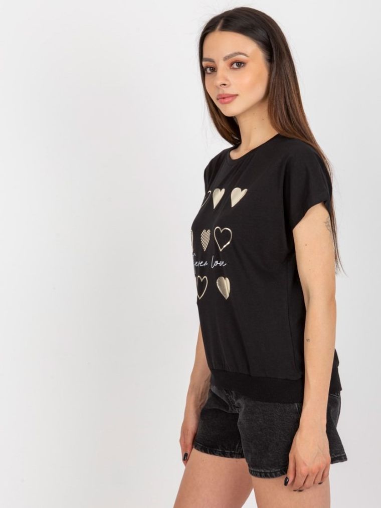 T-shirt damski, czarny, Rue Paris