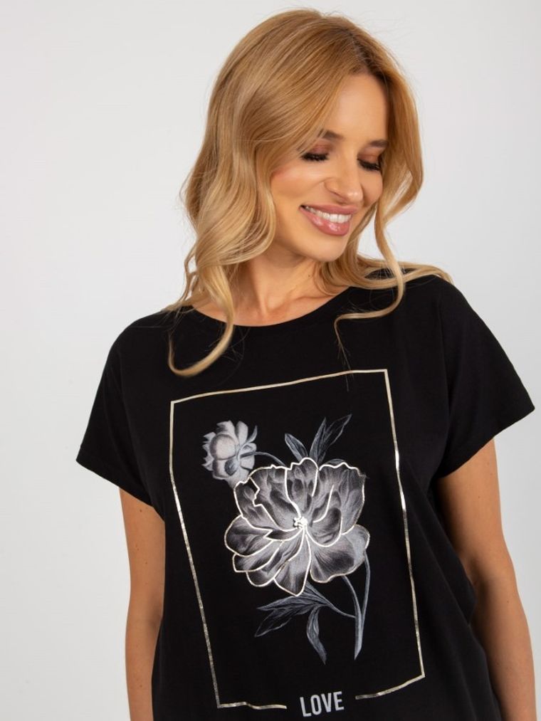 T-shirt damski, czarny, Rue Paris