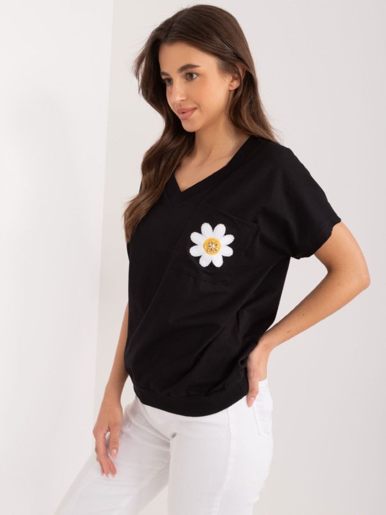 T-shirt damski, czarny, Rue Paris