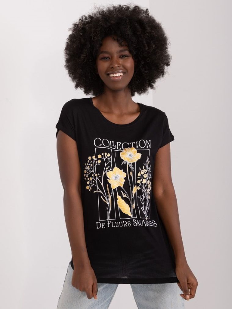 T-shirt damski, czarny, Sublevel