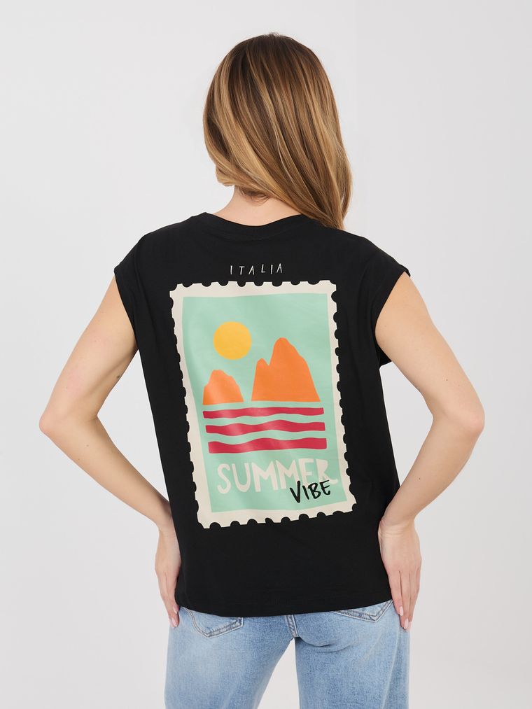 T-shirt damski, czarny, Sublevel