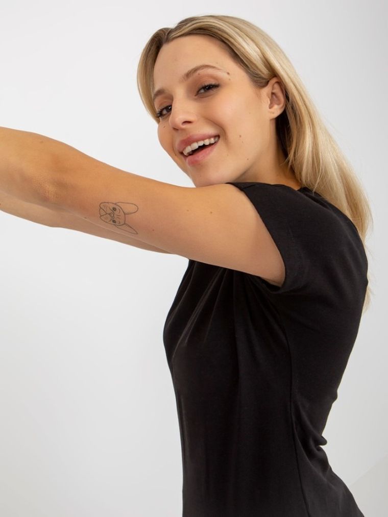 T-shirt damski, czarny, Vikki